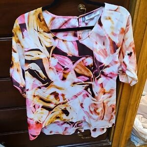 Jennifer Lopez Graphic Purple and Orange Blouse